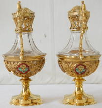 French antique solid silver gilt Gothic Chapel Set